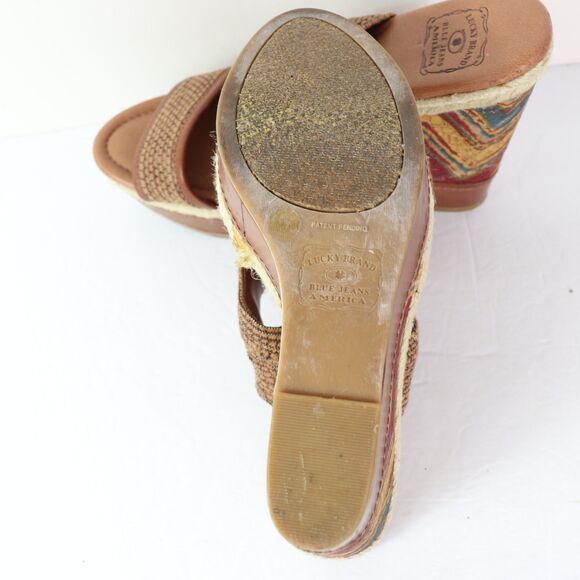 VGC Lucky Brand Candy Cork Wedges 10 - Picture 8 of 9